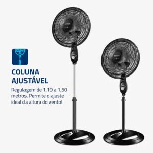 VENT COLUNA MONDIAL VSP-40C-NB 40CM SUPER POWER 220V - Imagem 7
