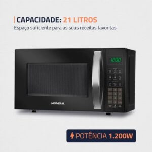 MICROONDAS MONDIAL  MO-01-21-B 1200W PRETO - Imagem 5