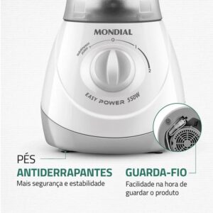 LIQUIFICADOR MONDIAL EASY POWER L-550W 6803-02 BRANCO 220 V - Imagem 5