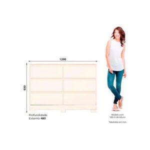 COMODA RAVENA 06 GAVETAS JEQUITIBA BRILHO - Imagem 7